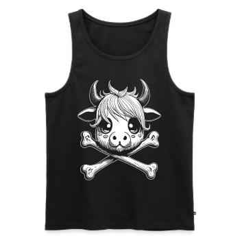 Totenkopf-Kälbchen Comic-Shirt für Cartoon-Fans - Männer Premium Bio Tank Top - Schwarz - Vorne - AI Model Male 178 light (178cm)