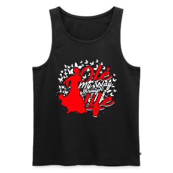 Flamenco Olé My Way Through Life - Men's Premium Organic Tank Top - black - Front - AI Model Male 178 light (178cm)