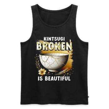 Kintsugi Kintsukuroi Broken Is Beautiful - Men's Premium Organic Tank Top - black - Front - AI Model Male 178 light (178cm)