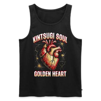 Kintsugi Soul Golden Heart Kintsukuroi - Men's Premium Organic Tank Top - black - Front - Michal (187cm)