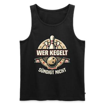 Who bowls does not sin Kegel Kegelverein Design - Men's Premium Organic Tank Top - black - Front - Michal (187cm)