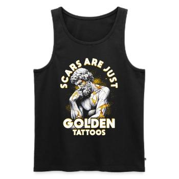 Kintsugi Kintsukuroi Scars Are Just Golden Tattoos - Männer Premium Bio Tank Top - Schwarz - Vorne - AI Model Male 178 light (178cm)