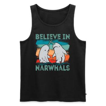 Croyez en l’amour du narval Animaux de baleine de mer - Débardeur bio Premium Homme - noir - Devant - Michal (187cm)
