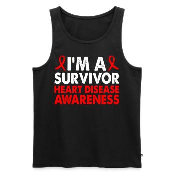 Survivor Heart Disease Awareness Month Red Ribbon - Men's Premium Organic Tank Top - black - Front - Michal (187cm)