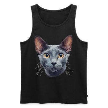 Chat bleu russe Russisch Blau Katze - Débardeur bio Premium Homme - noir - Devant - Michal (187cm)