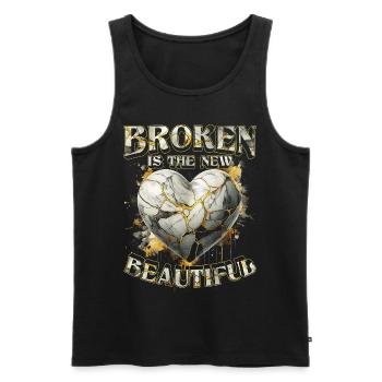 Kintsugi Broken Is The Beginning Of Beautiful - Men's Premium Organic Tank Top - charcoal grey - Front - Alexander (188cm)