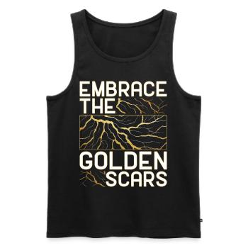 Kintsugi Kintsukuroi Embrace The Golden Scars - Männer Premium Bio Tank Top - Schwarz - Vorne - AI Model Male 178 light (178cm)