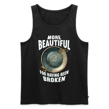 Kintsugi More Beautiful For Having Been Broken - Men's Premium Organic Tank Top - black - Front - Michal (187cm)