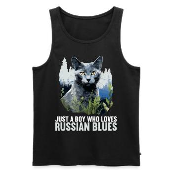 Chat bleu russe Russisch Blau Katze - Débardeur bio Premium Homme - noir - Devant - Michal (187cm)