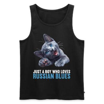 Chat bleu russe Russisch Blau Katze - Débardeur bio Premium Homme - noir - Devant - Michal (187cm)