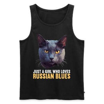 Chat bleu russe Russisch Blau Katze - Débardeur bio Premium Homme - noir - Devant - Michal (187cm)