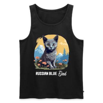 Chat bleu russe Russisch Blau Katze - Débardeur bio Premium Homme - noir - Devant - Michal (187cm)