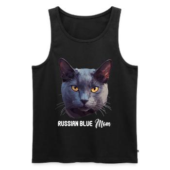 Chat bleu russe Russisch Blau Katze - Débardeur bio Premium Homme - noir - Devant - Michal (187cm)