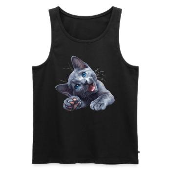 Chat bleu russe Russisch Blau Katze - Débardeur bio Premium Homme - noir - Devant - Michal (187cm)