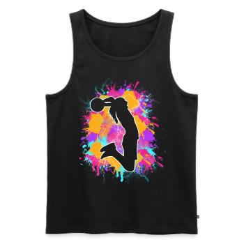 Basket-ball Joueuse de basket-ball féminine Basket-ball - Débardeur bio Premium Homme - noir - Devant - Michal (187cm)