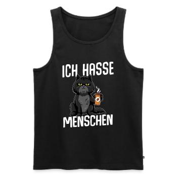 Cat I Hate People BLACK - Men's Premium Organic Tank Top - black - Front - Michal (187cm)