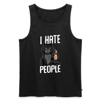 Cat I hate people BLACK - Men's Premium Organic Tank Top - black - Front - Michal (187cm)
