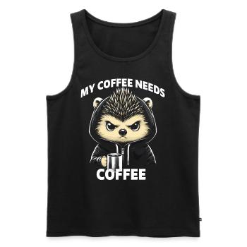 My Coffee Needs Coffee - Männer Premium Bio Tank Top - Schwarz - Vorne - Michal (187cm)