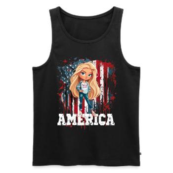 Patriotisches Amerikanisches Mädchen USA für - Männer Premium Bio Tank Top - Schwarz - Vorne - Michal (187cm)