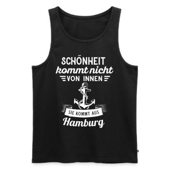 Hambourg Ville hanséatique Allemagne du Nord Bas-allemand - Débardeur bio Premium Homme - noir - Devant - Michal (187cm)
