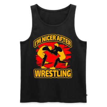 I'm nicer after Wrestling - Männer Premium Bio Tank Top - Schwarz - Vorne - AI Model Male 178 light (178cm)