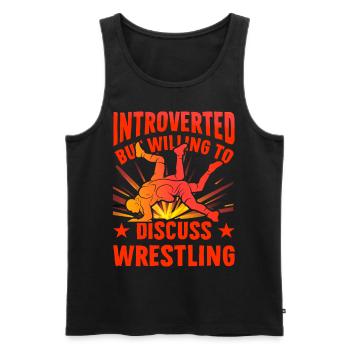 Introverted but willing to discuss Wrestling - Männer Premium Bio Tank Top - Schwarz - Vorne - AI Model Male 178 light (178cm)