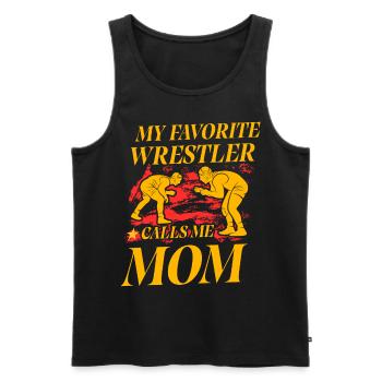 Mon lutteur préféré m’appelle maman - Débardeur bio Premium Homme - noir - Devant - Michal (187cm)