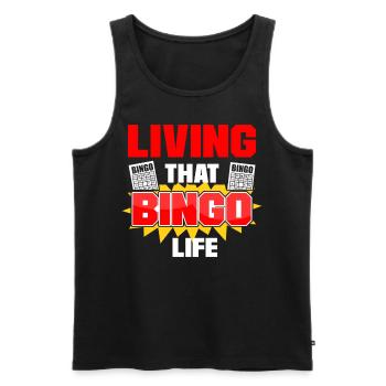 Joueur de bingo vivant ce bingo - Débardeur bio Premium Homme - noir - Devant - Michal (187cm)