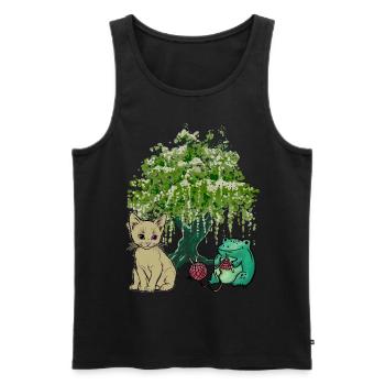 Frog, Cat, Nature, Friends - Men's Premium Organic Tank Top - black - Front - Michal (187cm)