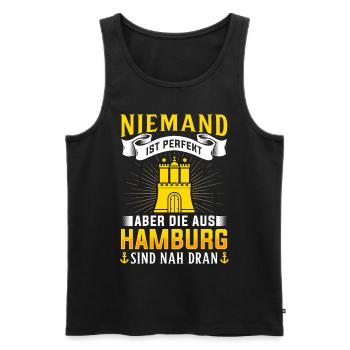 Hamburg Tshirt Geschenk Moin Hamburch Fußball - Männer Premium Bio Tank Top - Schwarz - Vorne - AI Model Male 178 light (178cm)
