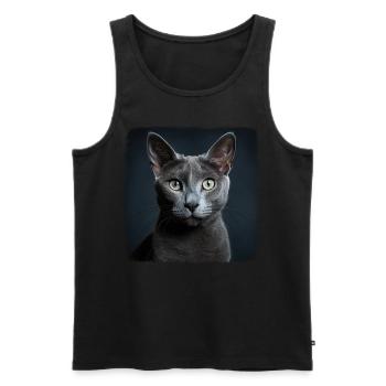 Chat bleu russe Russisch Blau Katze - Débardeur bio Premium Homme - noir - Devant - Michal (187cm)