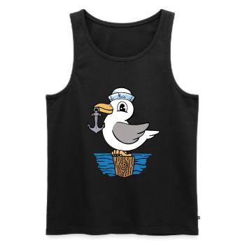 Mouette ancre marin marin marin enfants - Débardeur bio Premium Homme - noir - Devant - Michal (187cm)