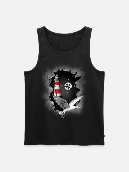 Seagull Lighthouse Compass Maritime - Men's Premium Organic Tank Top - black