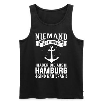 Hamburg Tshirt Gift Moin Hamburch Football - Men's Premium Organic Tank Top - black - Front - AI Model Male 178 light (178cm)