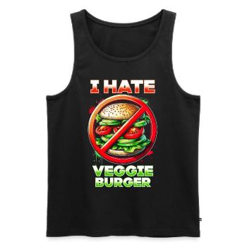 I hate vegan burgers - Men's Premium Organic Tank Top - black - Front - AI Model Male 178 light (178cm)