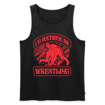 I'd rather be Wrestling - Männer Premium Bio Tank Top - Schwarz - Vorne - Michal (187cm)
