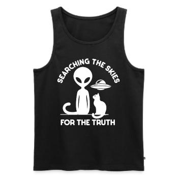 SciFi and alien aliens and UFO fan - Men's Premium Organic Tank Top - black - Front - AI Model Male 178 light (178cm)