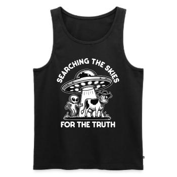 SciFi and alien aliens and UFO fan - Men's Premium Organic Tank Top - black - Front - AI Model Male 178 light (178cm)