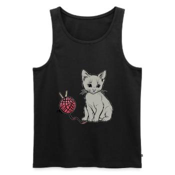 Cat Wool Play Domestic Cat Kitten - Men's Premium Organic Tank Top - black - Front - Michal (187cm)