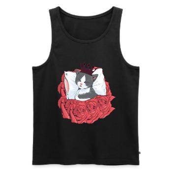 Chat Prince Roses Sleeping Cats Couronne - Débardeur bio Premium Homme - noir - Devant - AI Model Male 178 light (178cm)