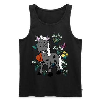 Cheval Chevaux Printemps Poney Gaul Ross Cavalier - Débardeur bio Premium Homme - noir - Devant - AI Model Male 178 light (178cm)
