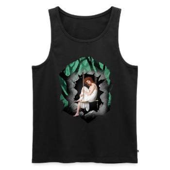 Fille, Forêt, Sensuel, Romantique - Débardeur bio Premium Homme - noir - Devant - Michal (187cm)