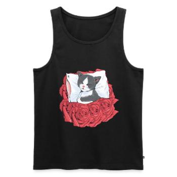Katze Katzen Blumen - Männer Premium Bio Tank Top - Schwarz - Vorne - AI Model Male 178 light (178cm)