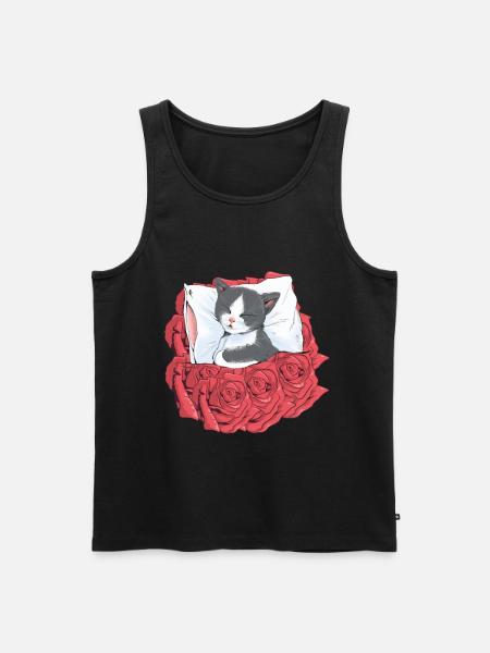Katze Katzen Blumen - Männer Premium Bio Tank Top - Schwarz