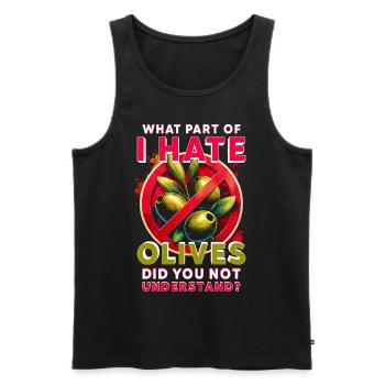 Olive Haters - Men's Premium Organic Tank Top - black - Front - AI Model Male 178 light (178cm)