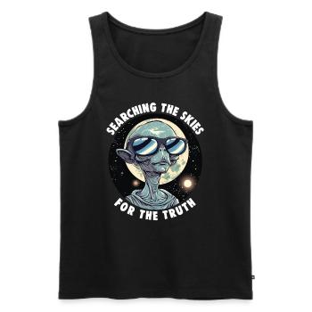 SciFi and Extraterrestrial Aliens and UFO Fan - Men's Premium Organic Tank Top - black - Front - AI Model Male 178 light (178cm)