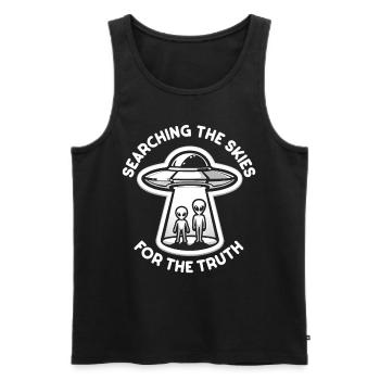 SciFi and Extraterrestrial Aliens and UFO Fan - Men's Premium Organic Tank Top - black - Front - AI Model Male 178 light (178cm)