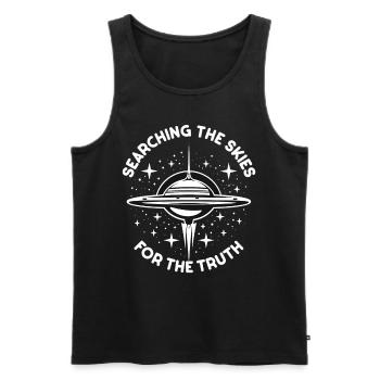 SciFi and Extraterrestrial Aliens and UFO Fan - Men's Premium Organic Tank Top - black - Front - AI Model Male 178 light (178cm)