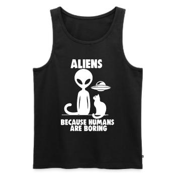 SciFi and Extraterrestrial Aliens and UFO Fan - Men's Premium Organic Tank Top - black - Front - AI Model Male 178 light (178cm)