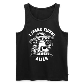 SciFi and Extraterrestrial Aliens and UFO Fan - Men's Premium Organic Tank Top - black - Front - AI Model Male 178 light (178cm)